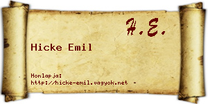 Hicke Emil névjegykártya